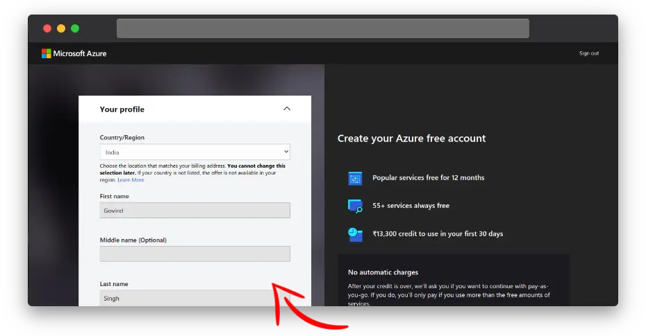 create free azure account