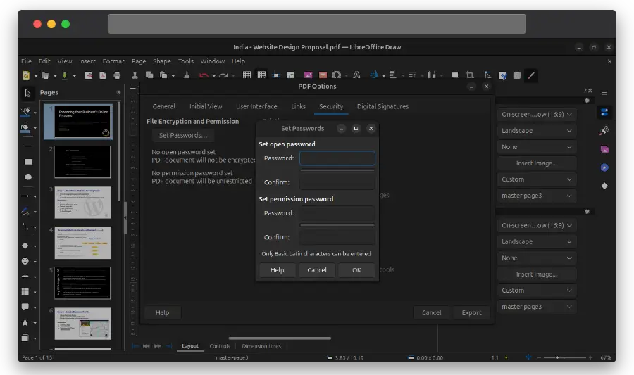 set password on PDF - LibreOffice